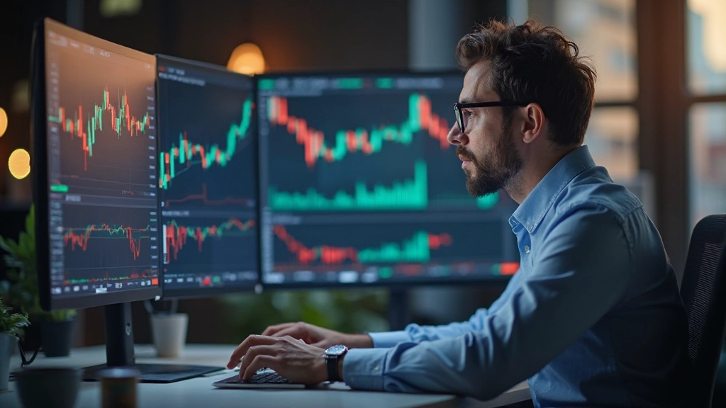 Professionelle Analyse von Wirtschaftsdaten auf Computer mit Finanzdiagrammen und Charts