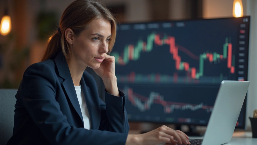 Nahaufnahme von Candlestick-Charts mit Trendlinien und technischen Indikatoren auf dem Trading-Bildschirm