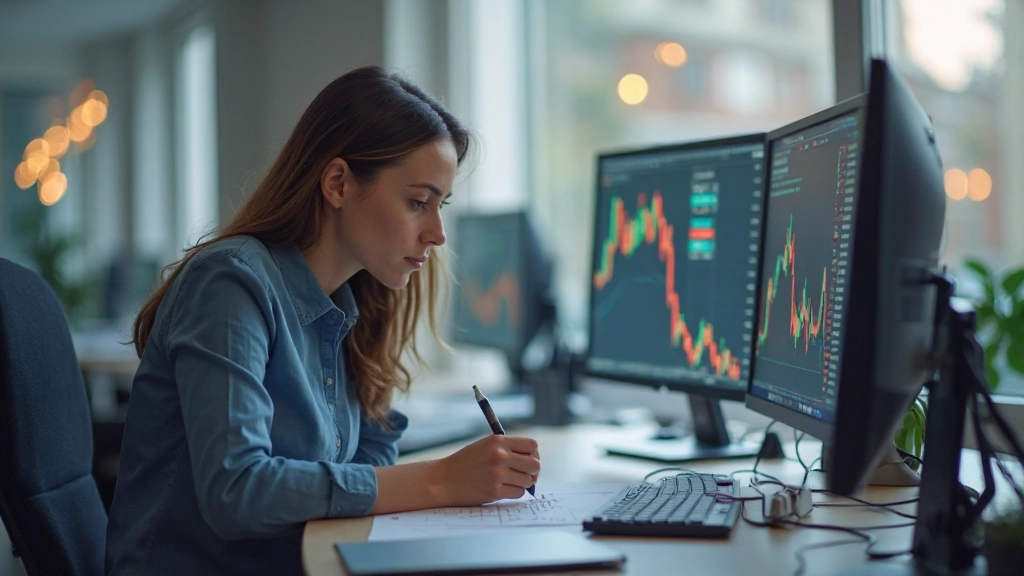 Trader zeichnet Trendlinien auf Preischart mit Stylus