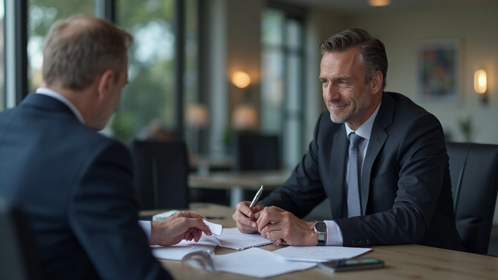 Finanzberater zeigt Portfoliodiversifizierung an Balkendiagrammen