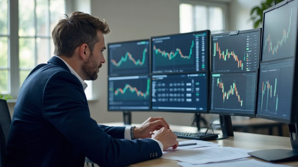 Professionelle Grafik eines diversifizierten Portfolios mit verschiedenen Vermögensklassen auf einem Finanzbildschirm