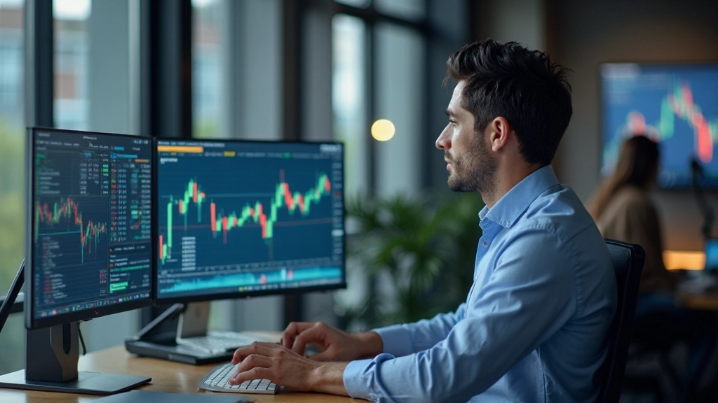 Professioneller Finanzanalyst bei der Aktienmarktanalyse mit Chartsoftware