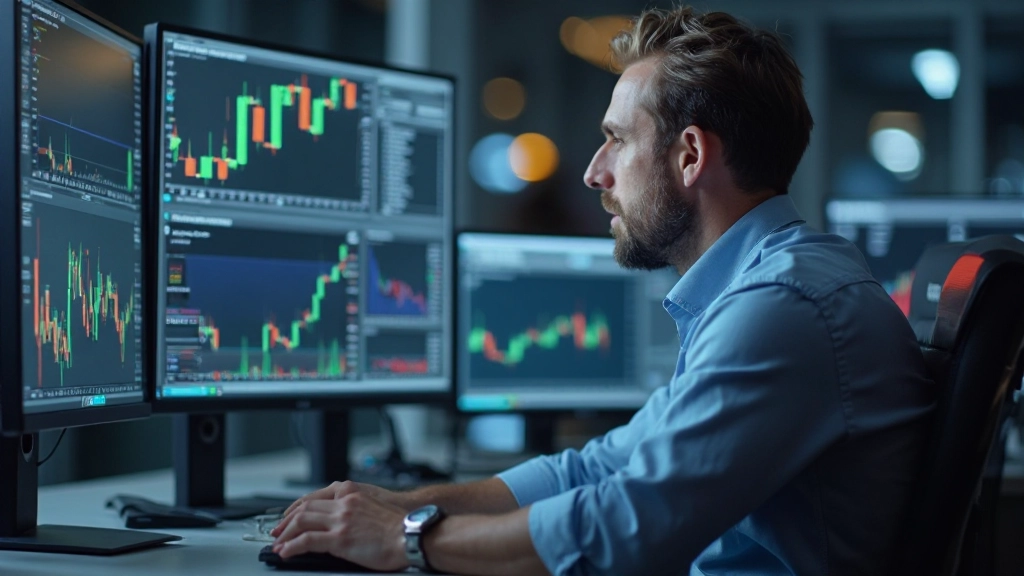 Finanzanalyst studiert Aktiendiagramme auf Computerbildschirm