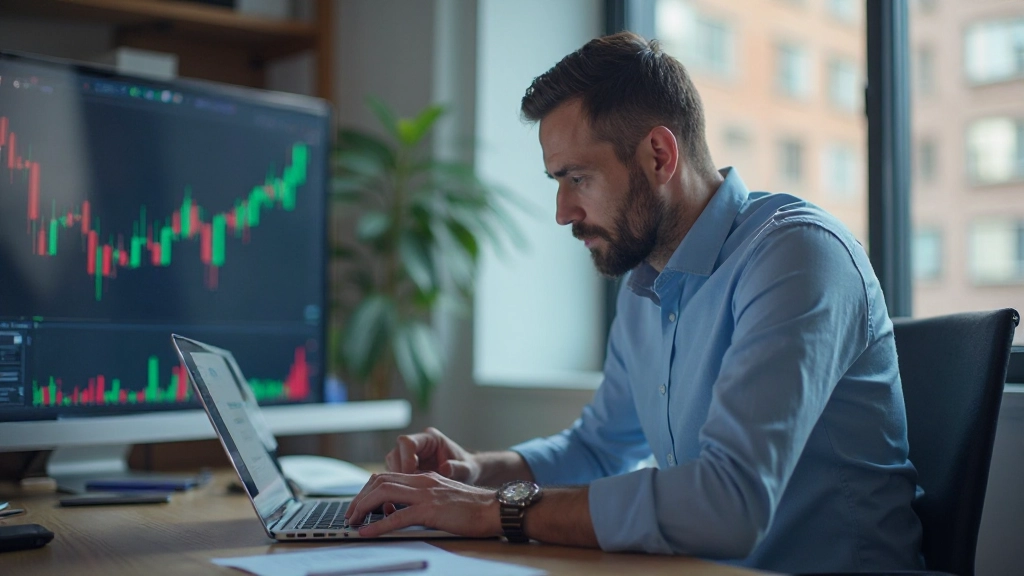 Professioneller Lernraum mit Finanzdiagrammen und Handelsplattformen auf Bildschirm