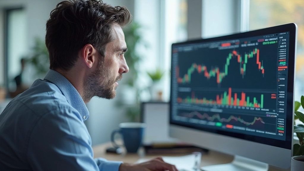 Professionelle Bildschirmanzeige mit Börsendiagrammen und Aktiencharts