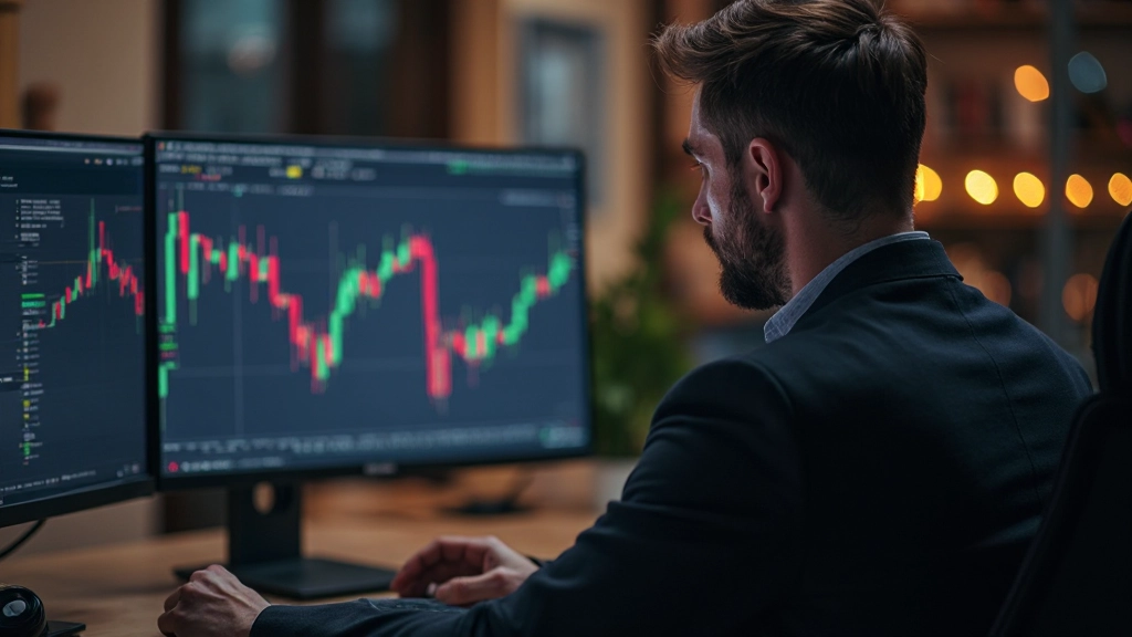 Candlestick-Diagramm zeigt Handelsmuster mit Trendlinien