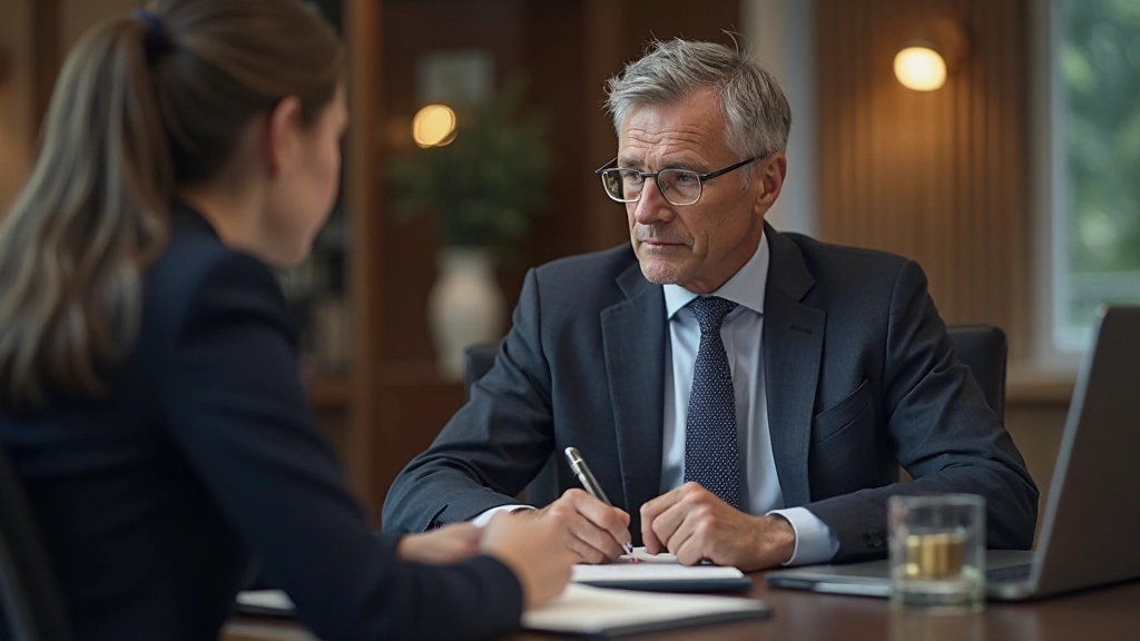 Finanzberater berät über kontinuierliche Bildung und Fähigkeitsentwicklung