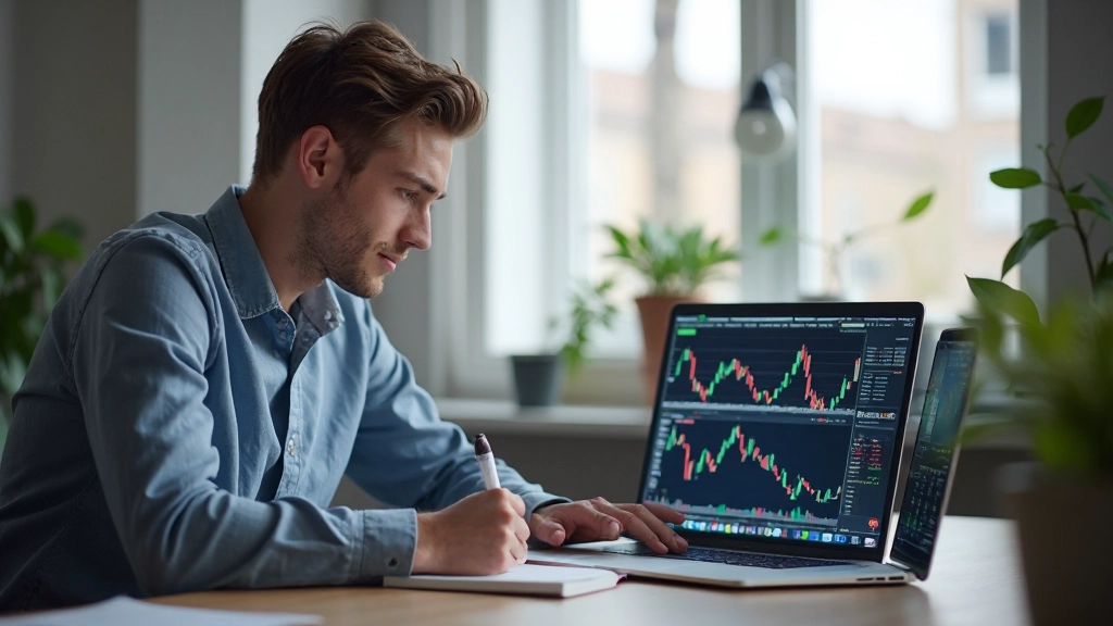 Anfänger lernt Grundlagen des Aktienhandels mit Lehrmaterialien und Charting-Tools