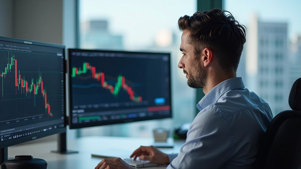 Professionelle Visualisierung von gleitenden Durchschnitten auf einem Finanzhandelsbildschirm mit Charts und Daten