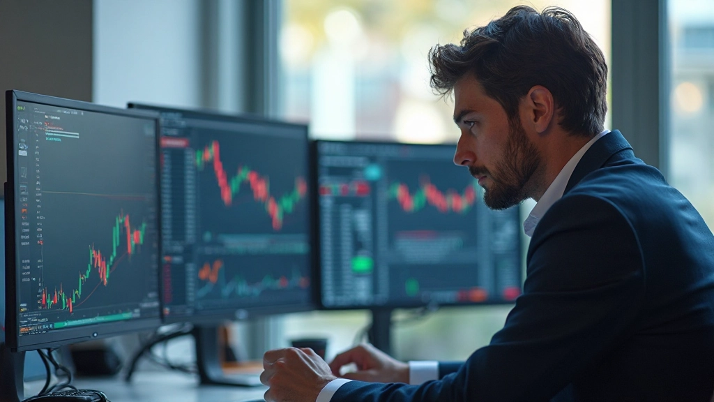 Handelsbildschirm mit Risikokontrolldiagrammen und Analysewerkzeugen