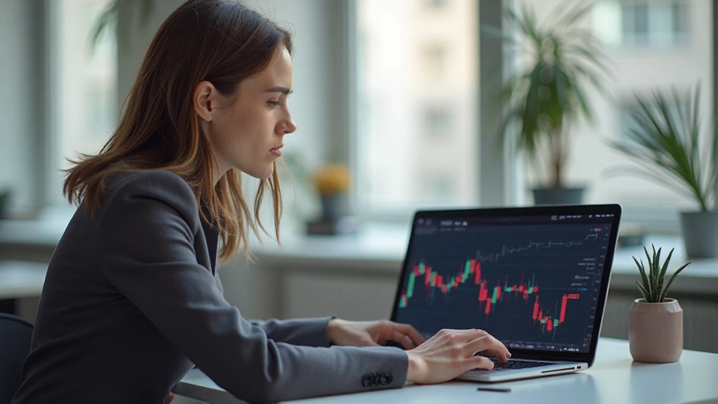 Candlestick-Muster und technische Analysewerkzeuge auf Börsendiagramm